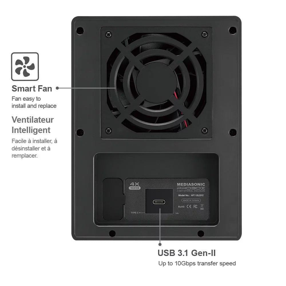Bay (HF7-SU31C) SATA – 3.5-inch USB USB Hard / C Gen Type 2 USB-C 4 Mediasonic Drive 3.1 10Gbps Enclosure 3.1