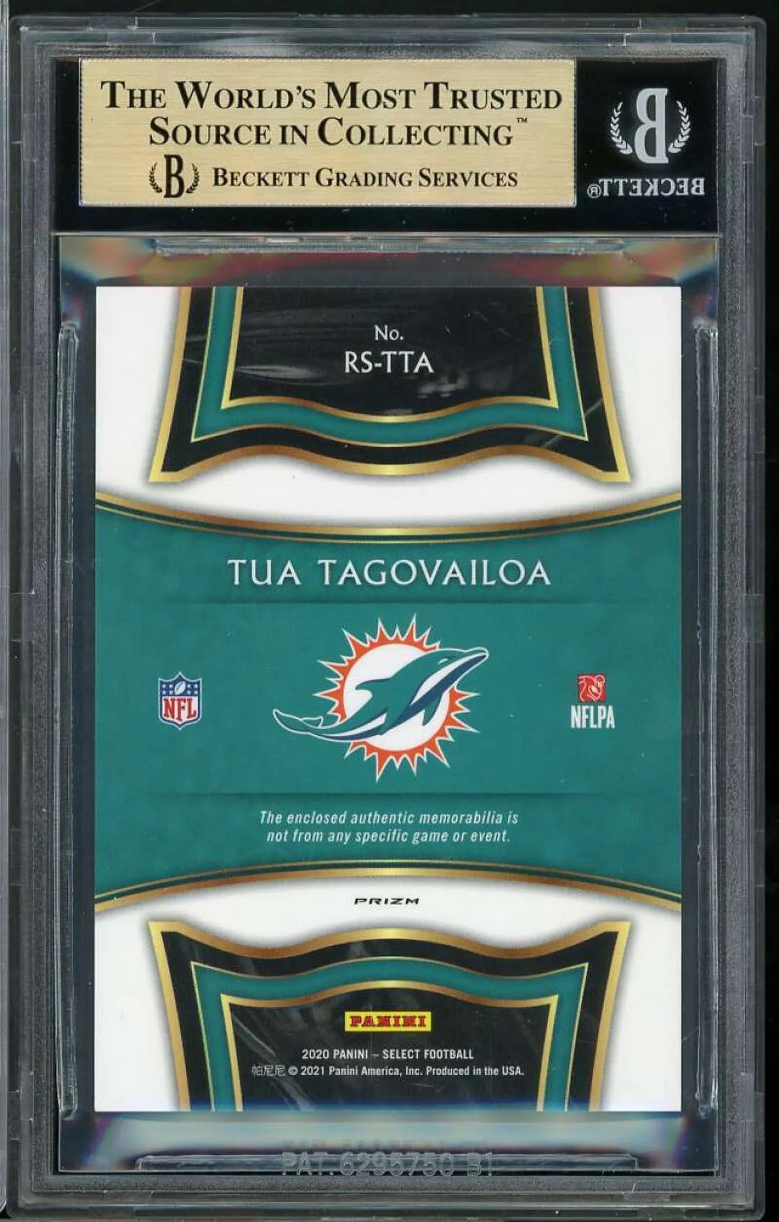 Panini Rookie Card 2020 Swatches BGS Select Tua Prizm Tagovailoa 9.5 Red #3