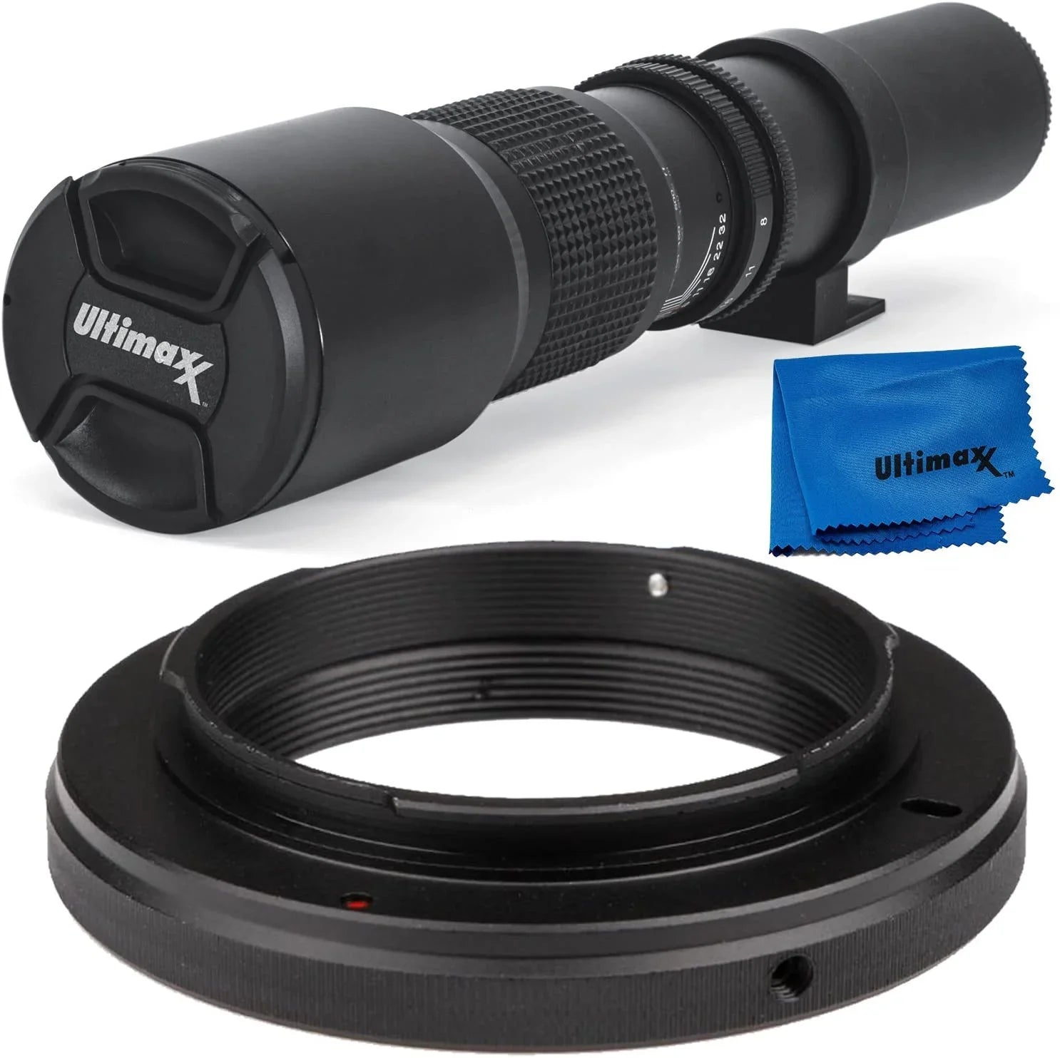 500mm for Telephoto Lens & Preset Includes Adapter Cameras Mount f/8 SLR/DSLR T-Mount Canon with Multi-Coated Cloth Ultimaxx Compatible EF - Microfiber Cleaning