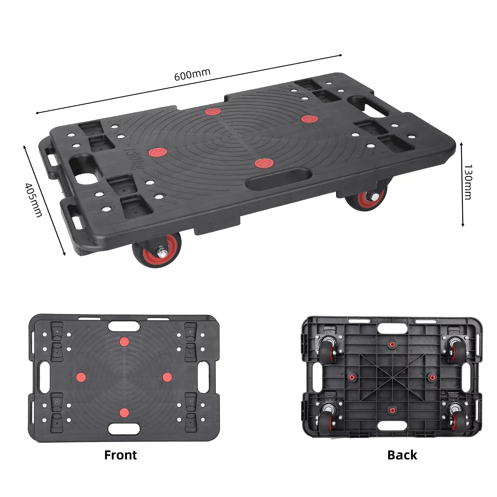 Office Capacity Cart Hand Travel Luggage Folding for Trolley Truck 2pcs Portable 330 Lbs Black Homhougo—2PCS Home Wheels 4 Transport Rotate