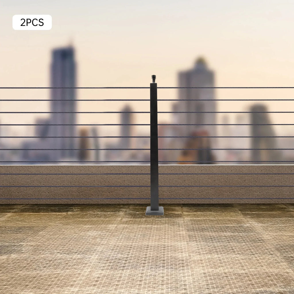 Level Cable Level 36''x2''x2'' Fence Stainless Post for Cable Square Concrete System Deck Two Post Sides Railing Railing Steel Wood Pre-Drilled
