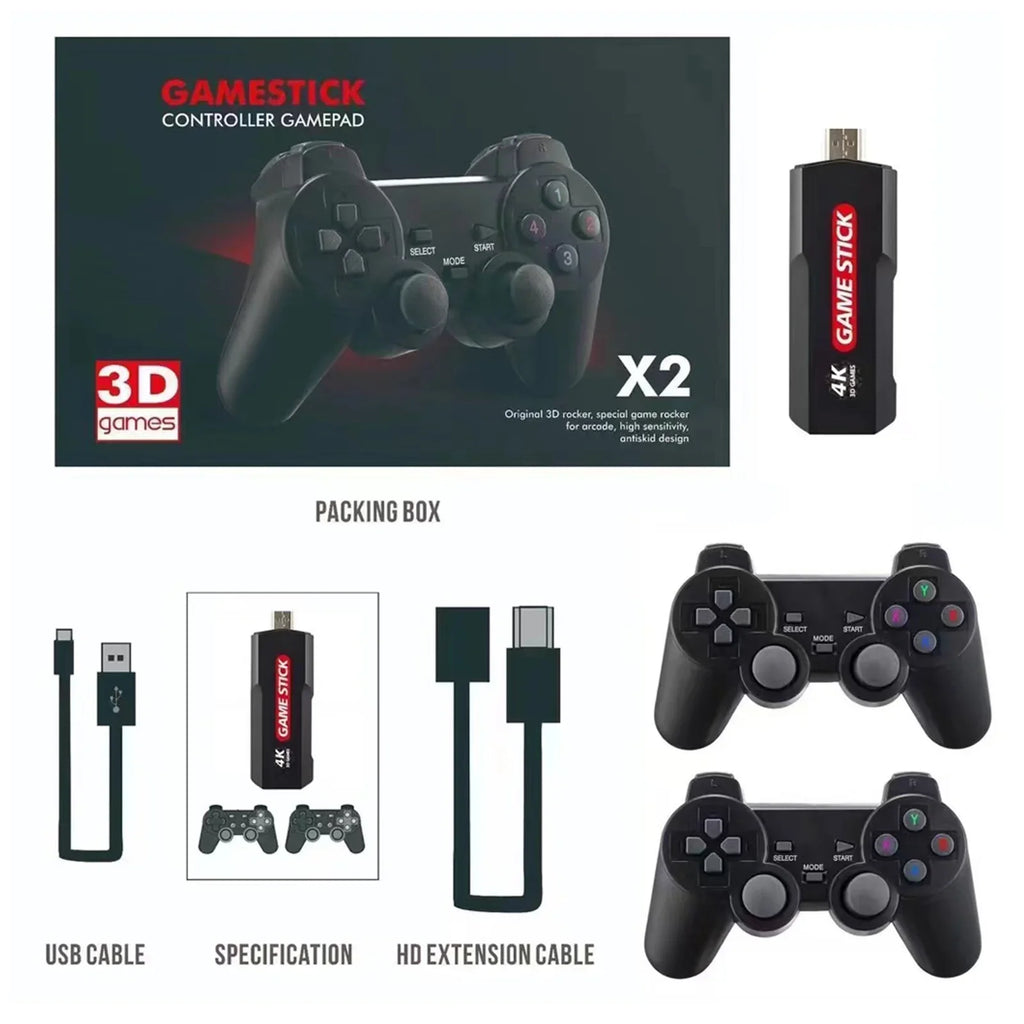 Retro Plus Console Wireless Stick Double Games Retro Games,128GB X2 Game Upgrade Wireless Controller,30000+ Console,