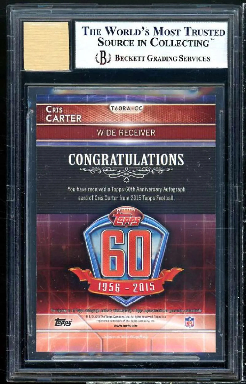 Rookie Reprint BGS Cris Autographs Anniversary 2015 #160RACC Carter Topps 8.5