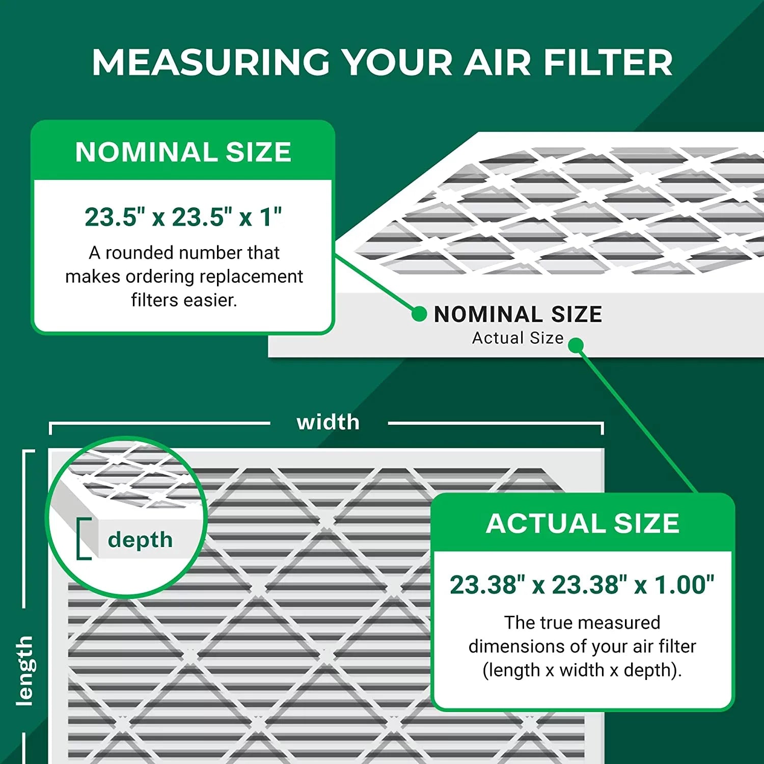 AC 23.5x23.5x1 Filterbuy MERV HVAC Air 11 Filters Furnace (4-Pack) Pleated