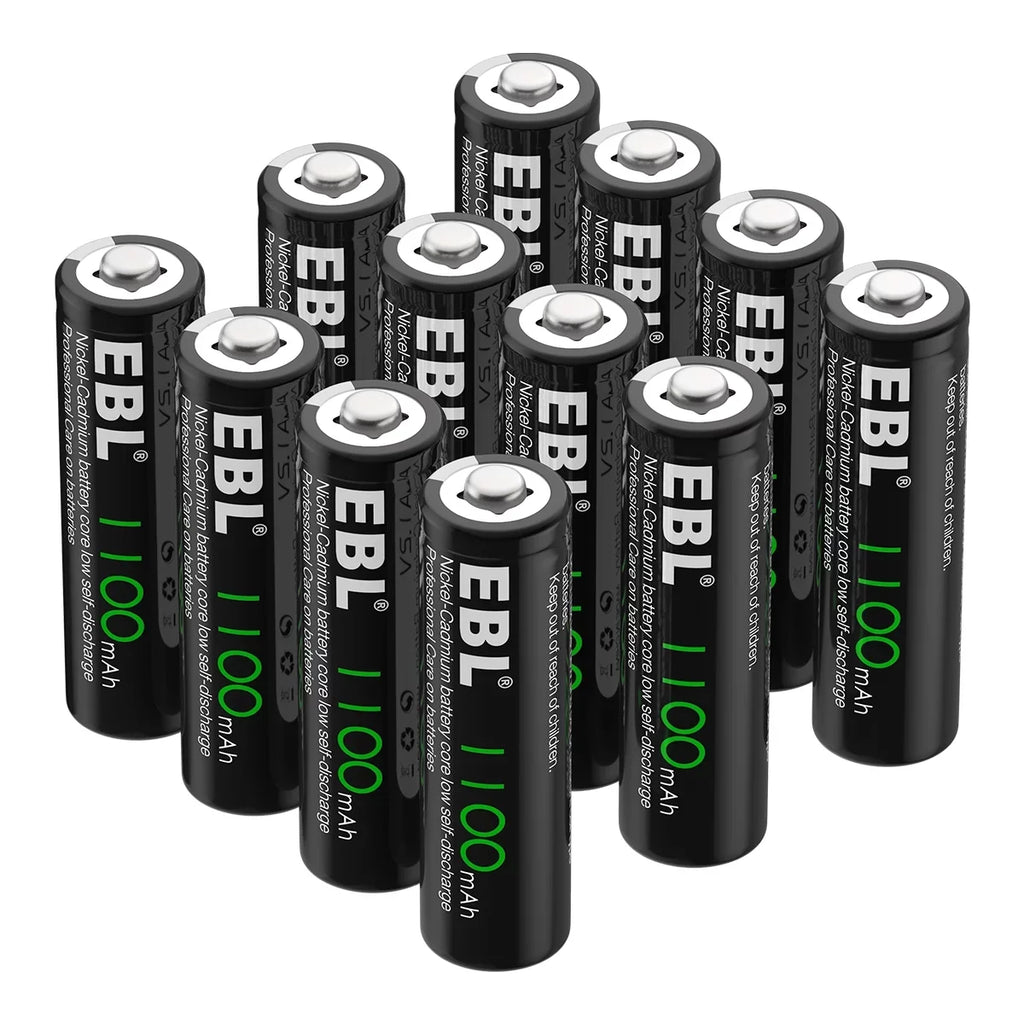 Rechargeable Solar Batteries AA 160-PCS Lights 1.2V 1100mAh NiCd Ni-Cd EBL