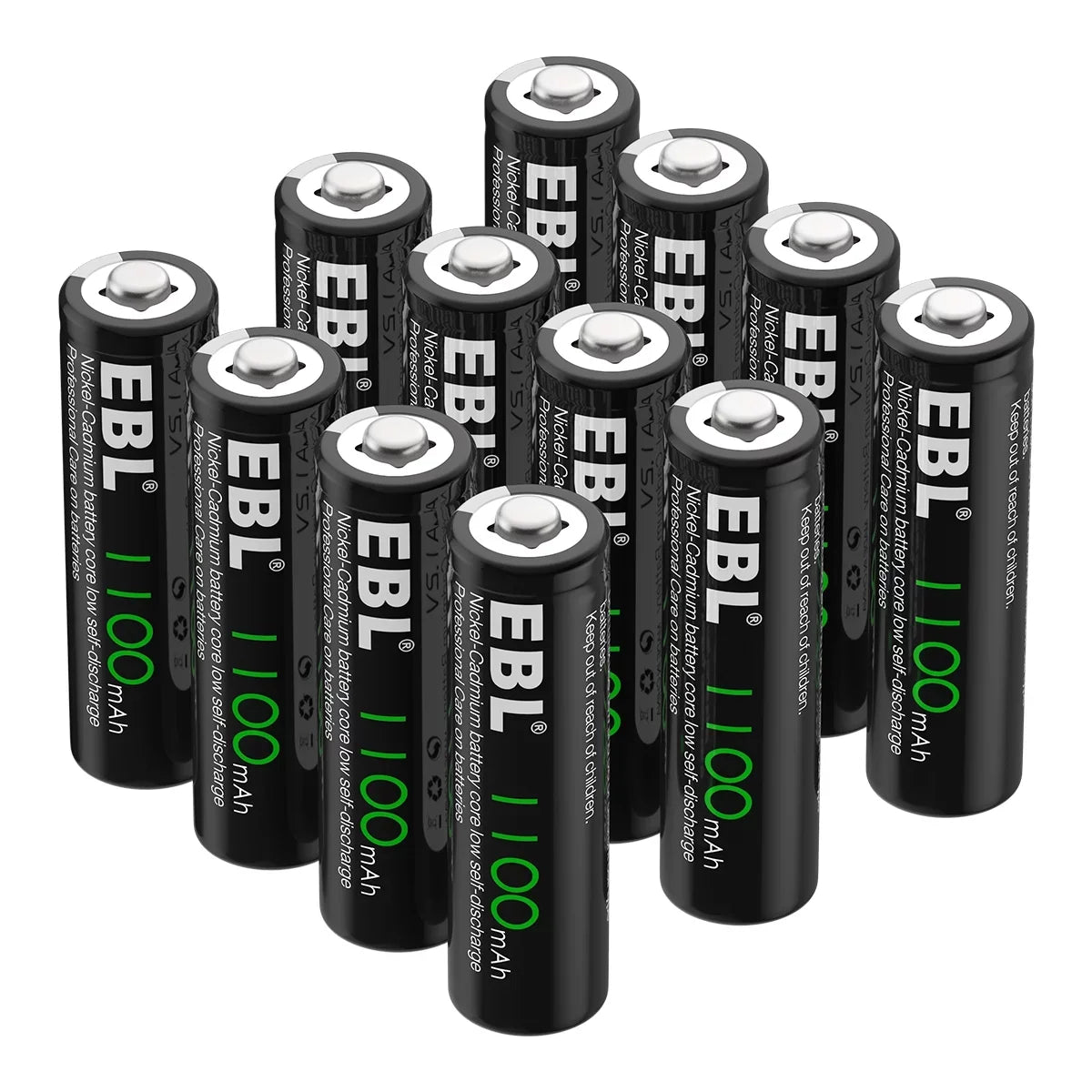 Rechargeable Solar Batteries AA 160-PCS Lights 1.2V 1100mAh NiCd Ni-Cd EBL