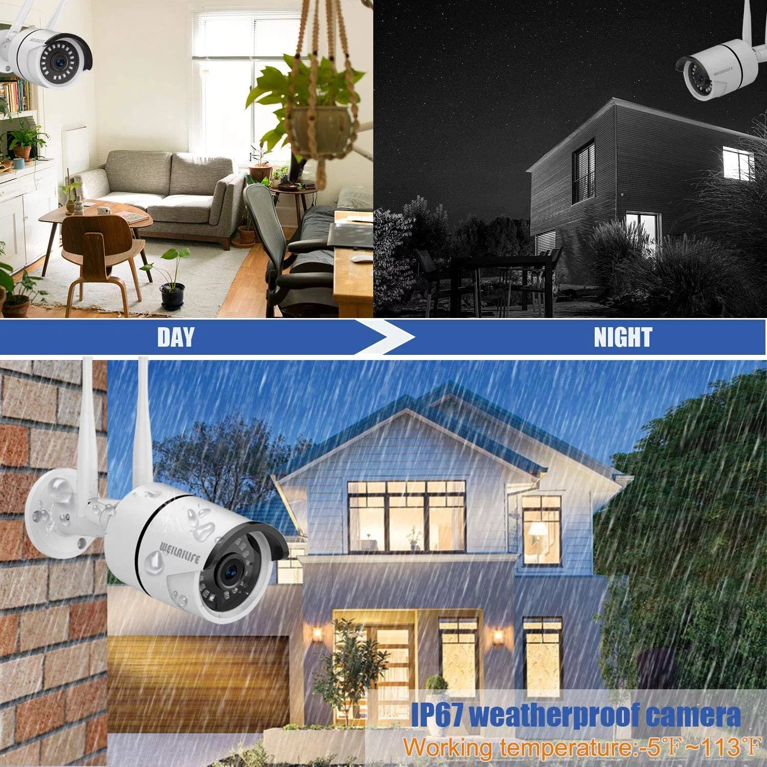 camera 8Pcs Drive] Hard exterior/Indoor Wireless and IP Surveillance System Camera Weatherproof Camera 3TB Antennas Wireless CH 8 Security [Dual 1080P