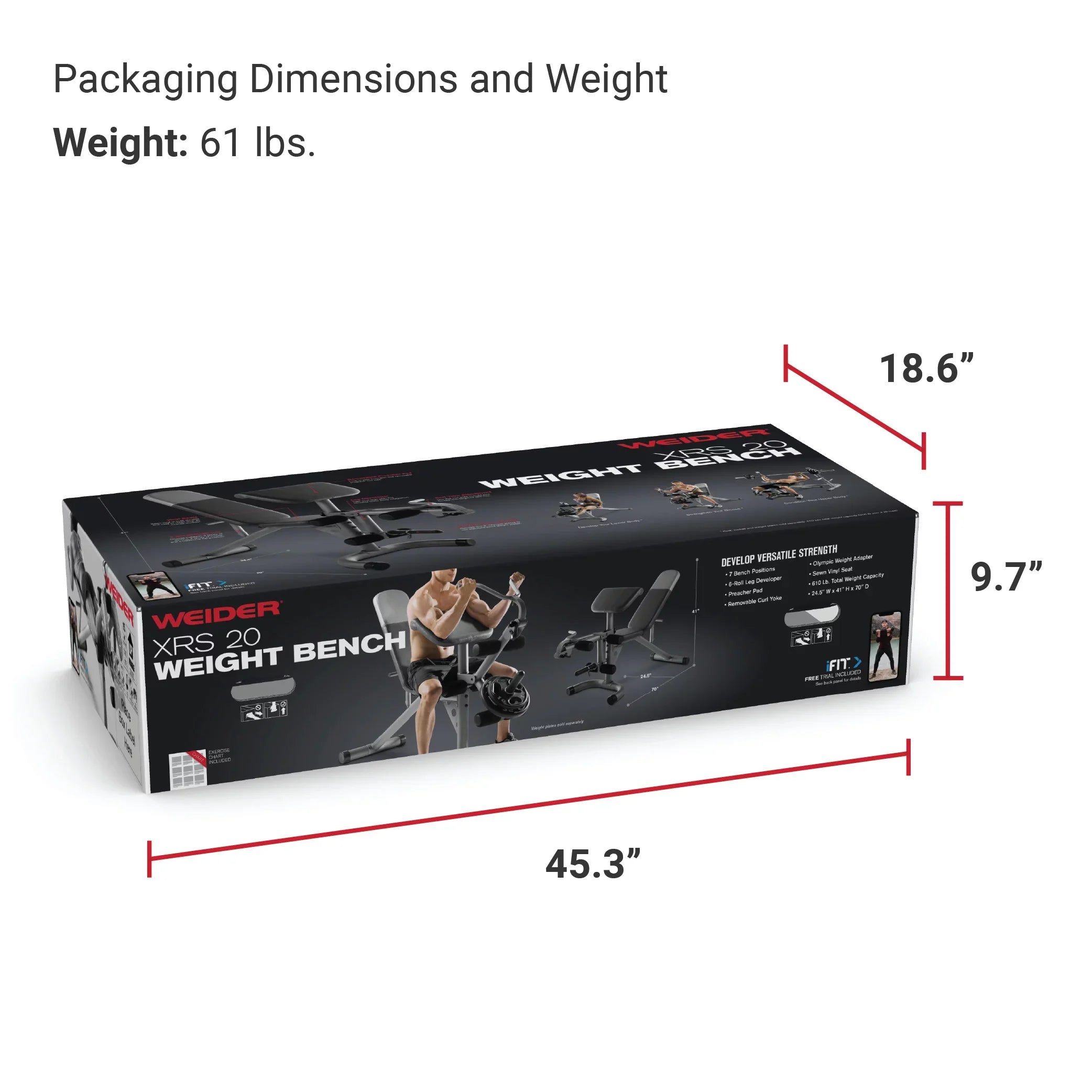 20 Bench Preacher Olympic Pad, Weight Lb. Weider Adjustable XRS with 610 Limit Removable