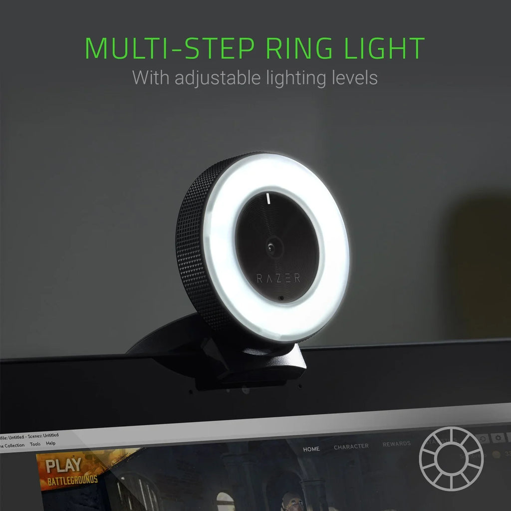 60 - Streaming Ring - Microphone Razer 720p FPS Autofocus 30 Advanced FPS w/ Adjustable Brightness - / Built-in Kiyo 1080p Light Webcam: