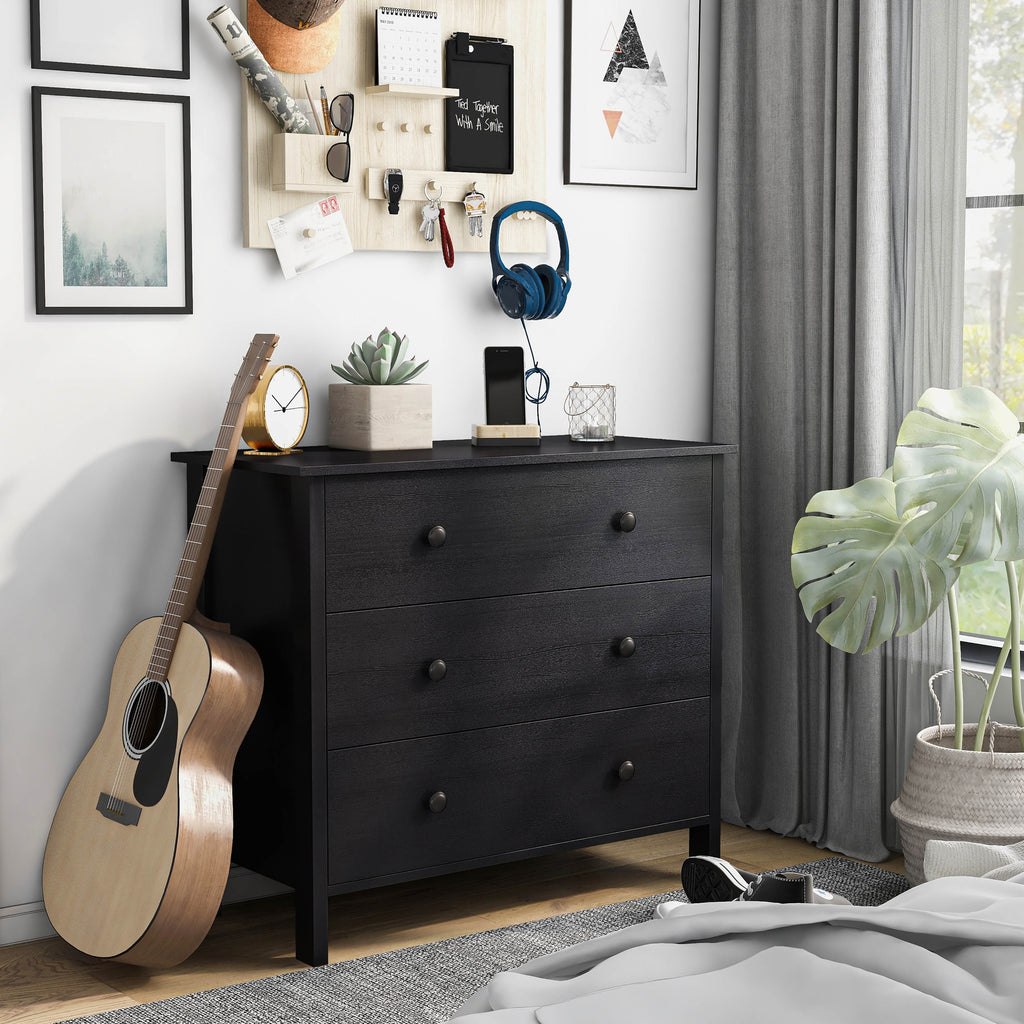 BASIC Denhour Marble Youth White by Wide DH 3-Drawer 34-inch Transitional Neutral Dresser