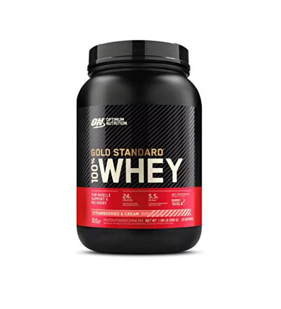 May Optimum & Nutrition Powder, 2 Standard Cream, Pound Whey Protein Strawberry 100% Vary) (Packaging Gold