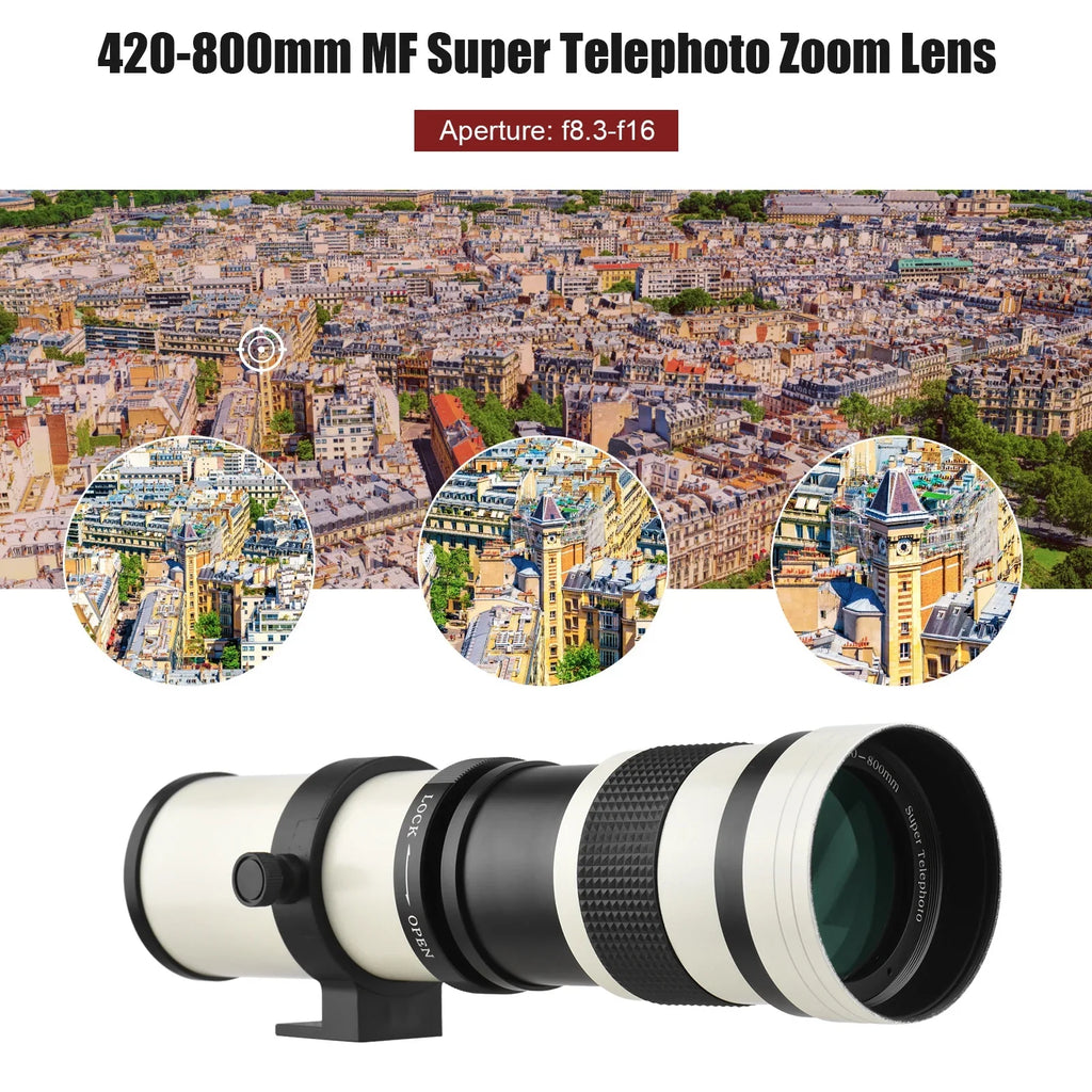 Replacement for Super Pristin T Olympus Zoom 14 Fujifilm Cameras with 420-800mm F8.3-16 Mount MF Thread Universal Lens Telephoto Nikon