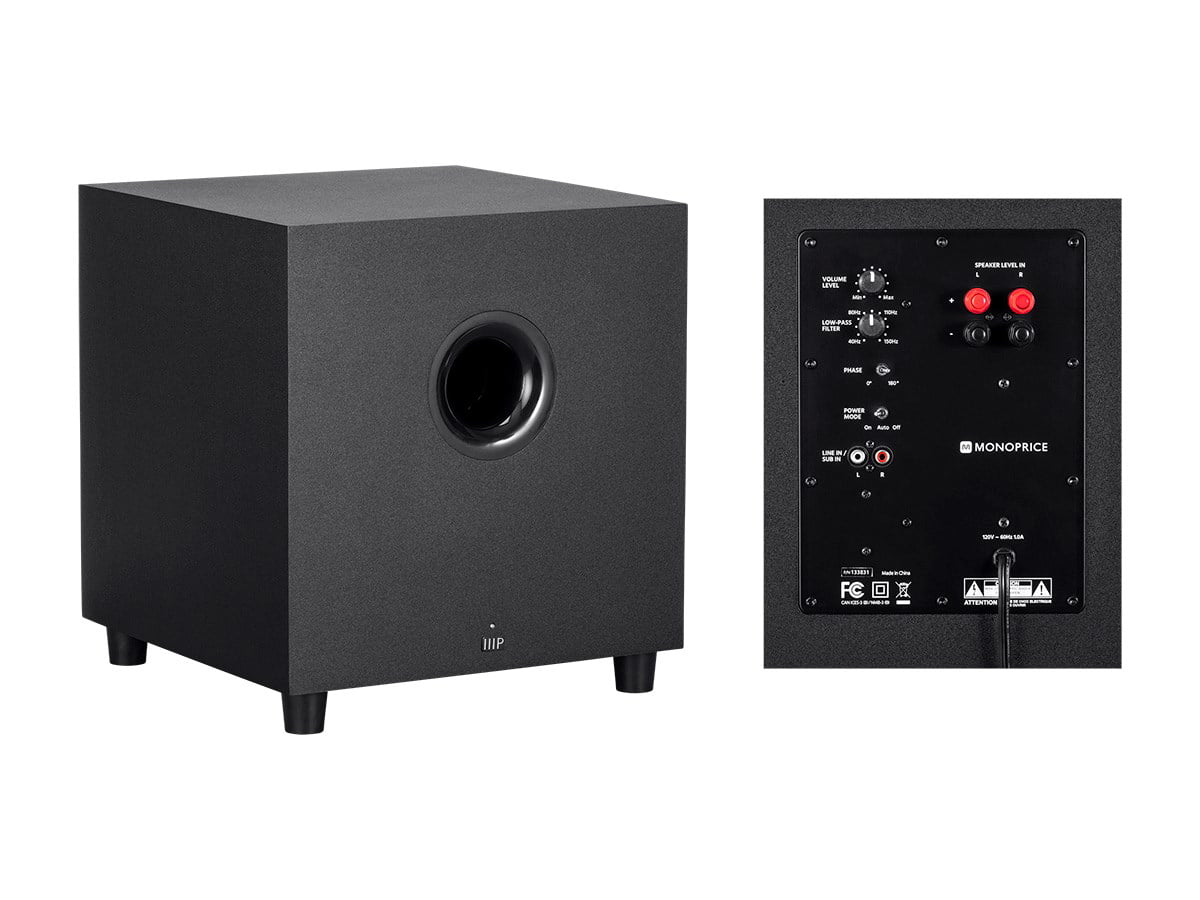 200 Home 5.1.4-Ch. 8 Inch System Immersive Black With Watt Monoprice - Subwoofer Premium Theater