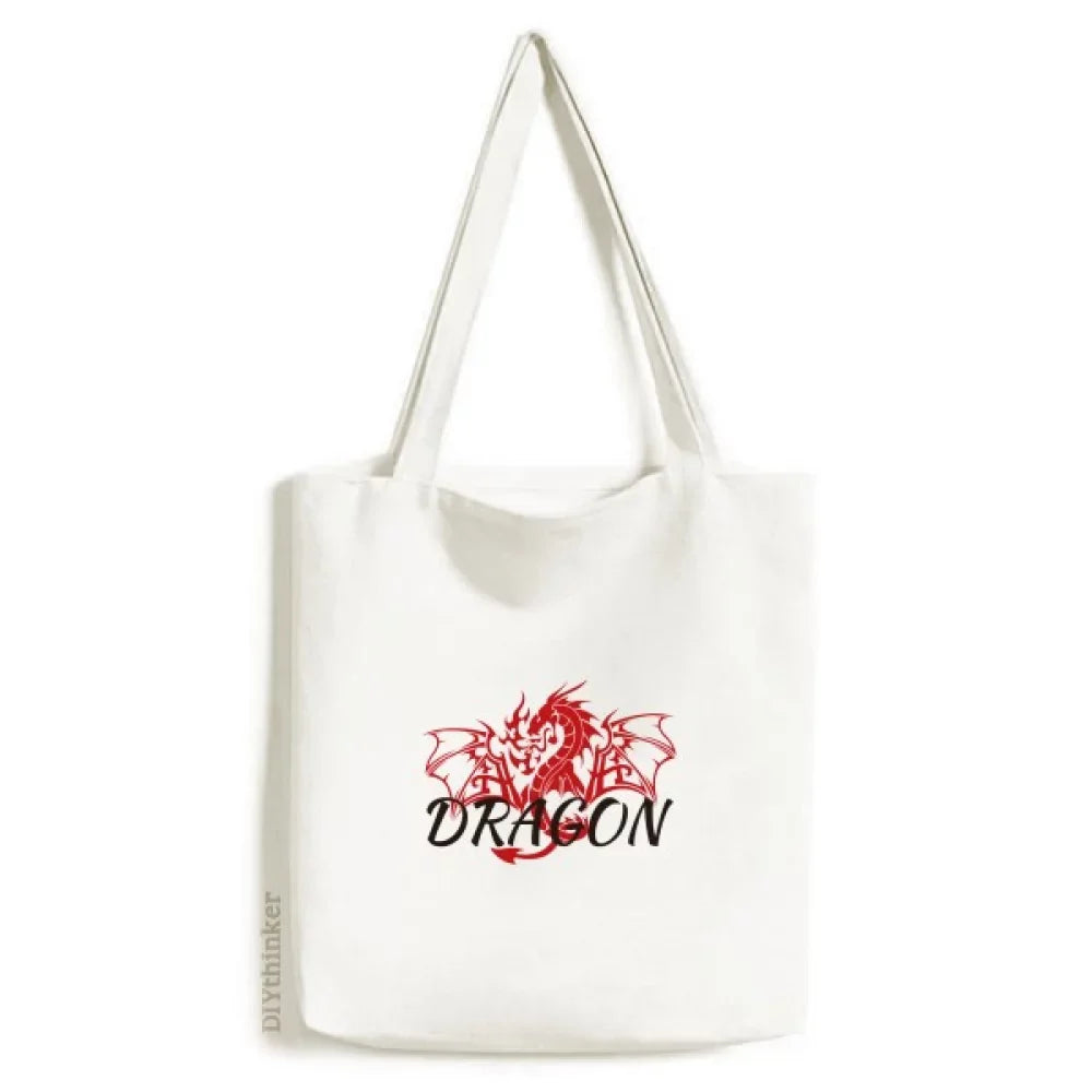 Animal Canvas Bag Shopping Dragon Myth Tote West Handbag Casual Satchel Wings East