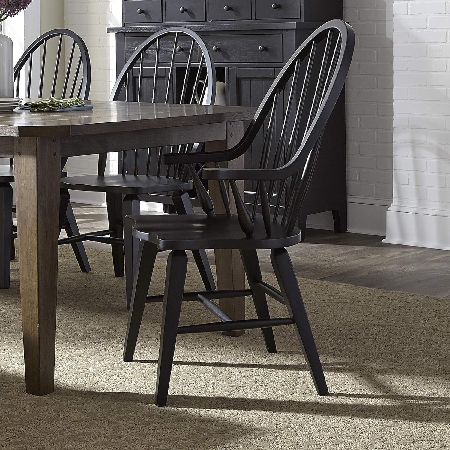H41, Black W25 Windsor Back X Arm Chair, X D25