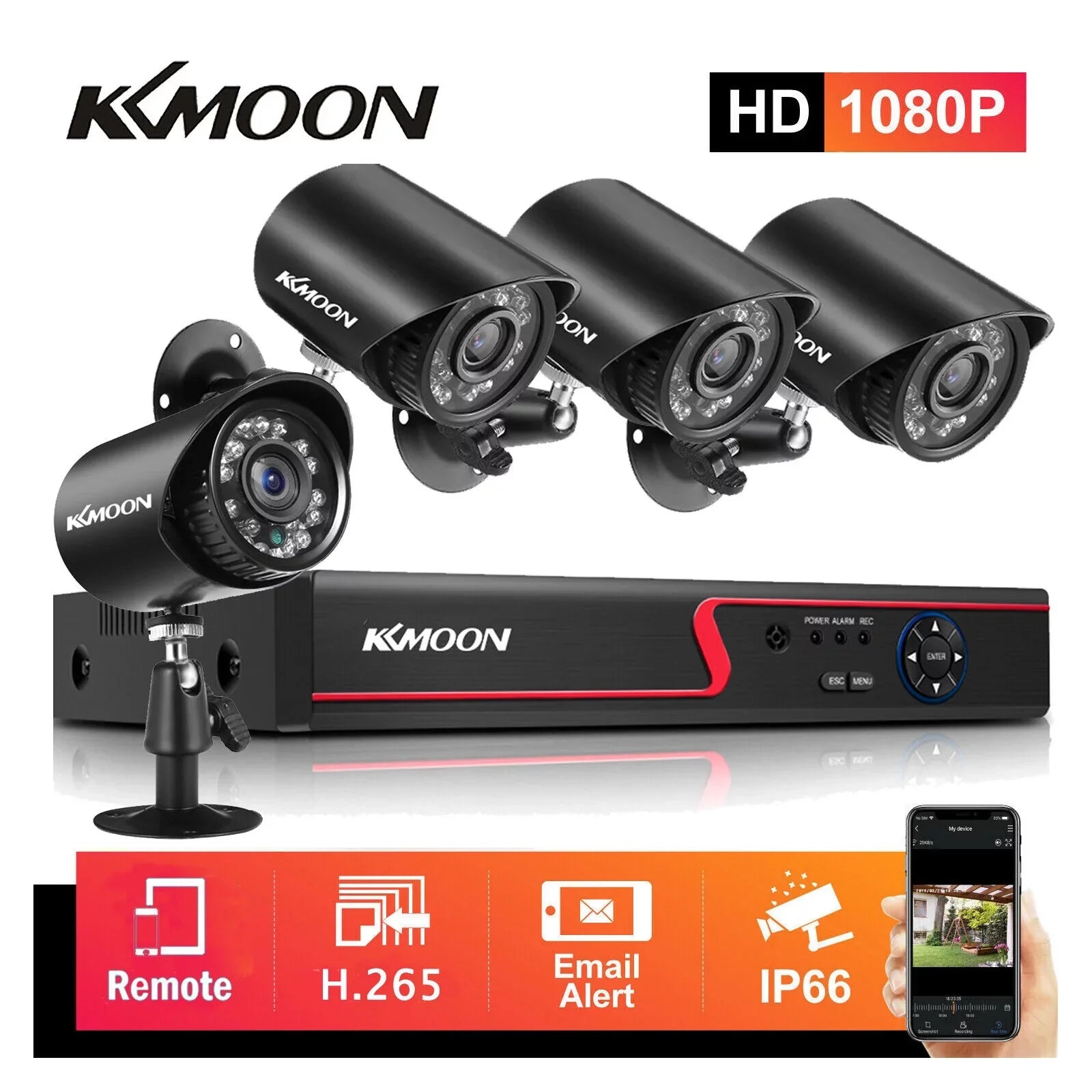 Recorder, 8CH Remote with DVR Recorder KKmoon HD Phone Video Monitoring Digital CCTV 1080P Full