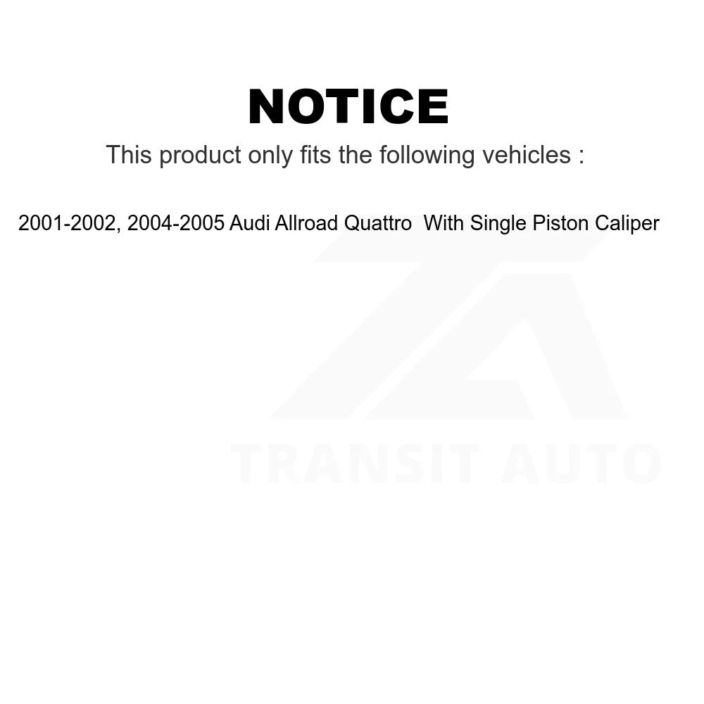 Semi-Metallic (10Pc) Quattro With Allroad Auto Kit Pads Brake And Audi For Piston Caliper Transit Bearings Front Rotors Wheel Single Disc - KBB-106855 Rear