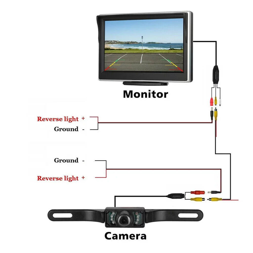 '+ Rear Vision Electronicles System Car Camera 5" HD Wireless Parking Backup View MM Night Monitor