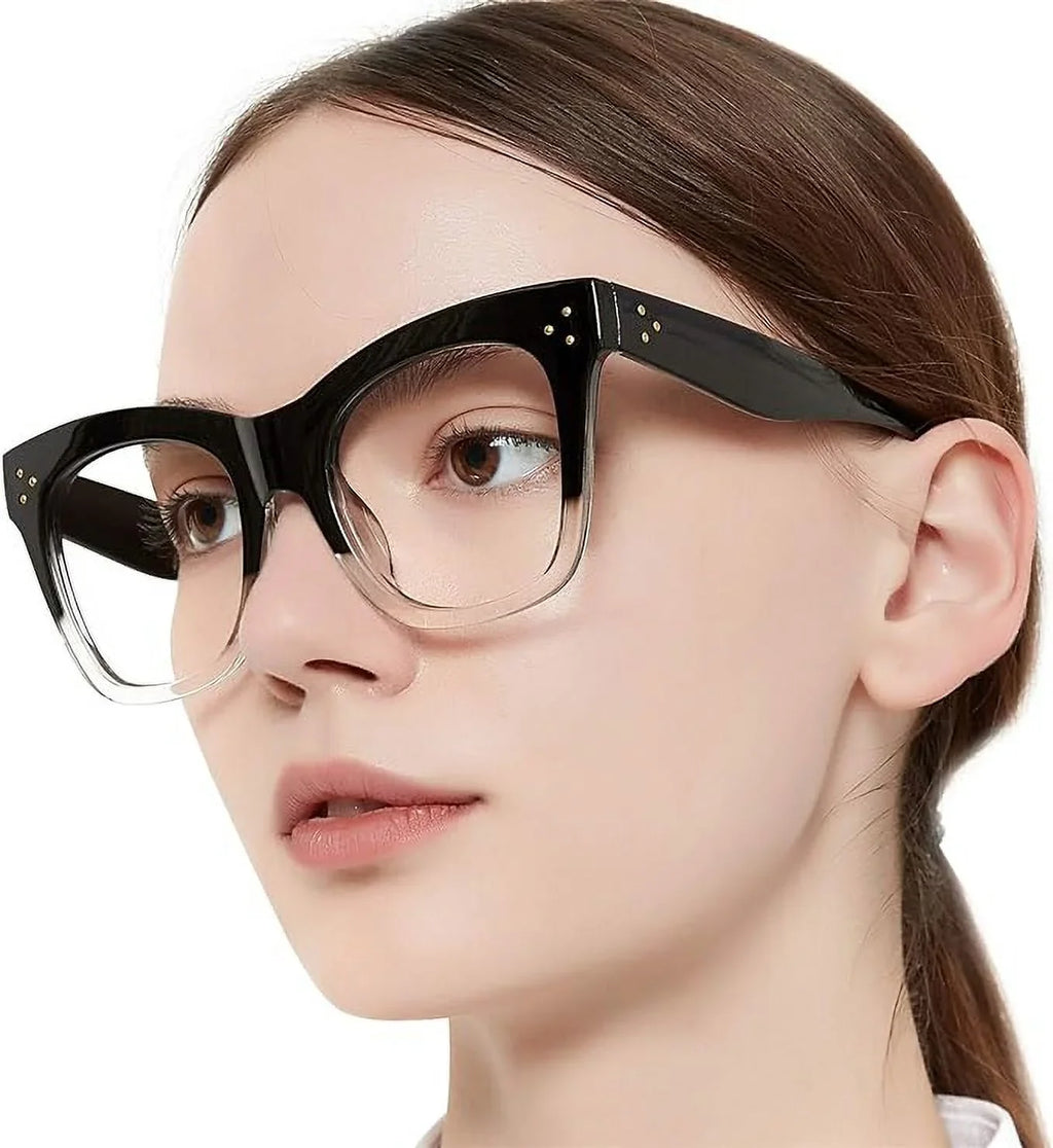 0 Computer OCCI 350 150 Reading (Black-Clear, 6.0) 600 CHIARI 250 Blue Filter Reader Women 500 for 400 300 Magnification Glasses 200 Light 100
