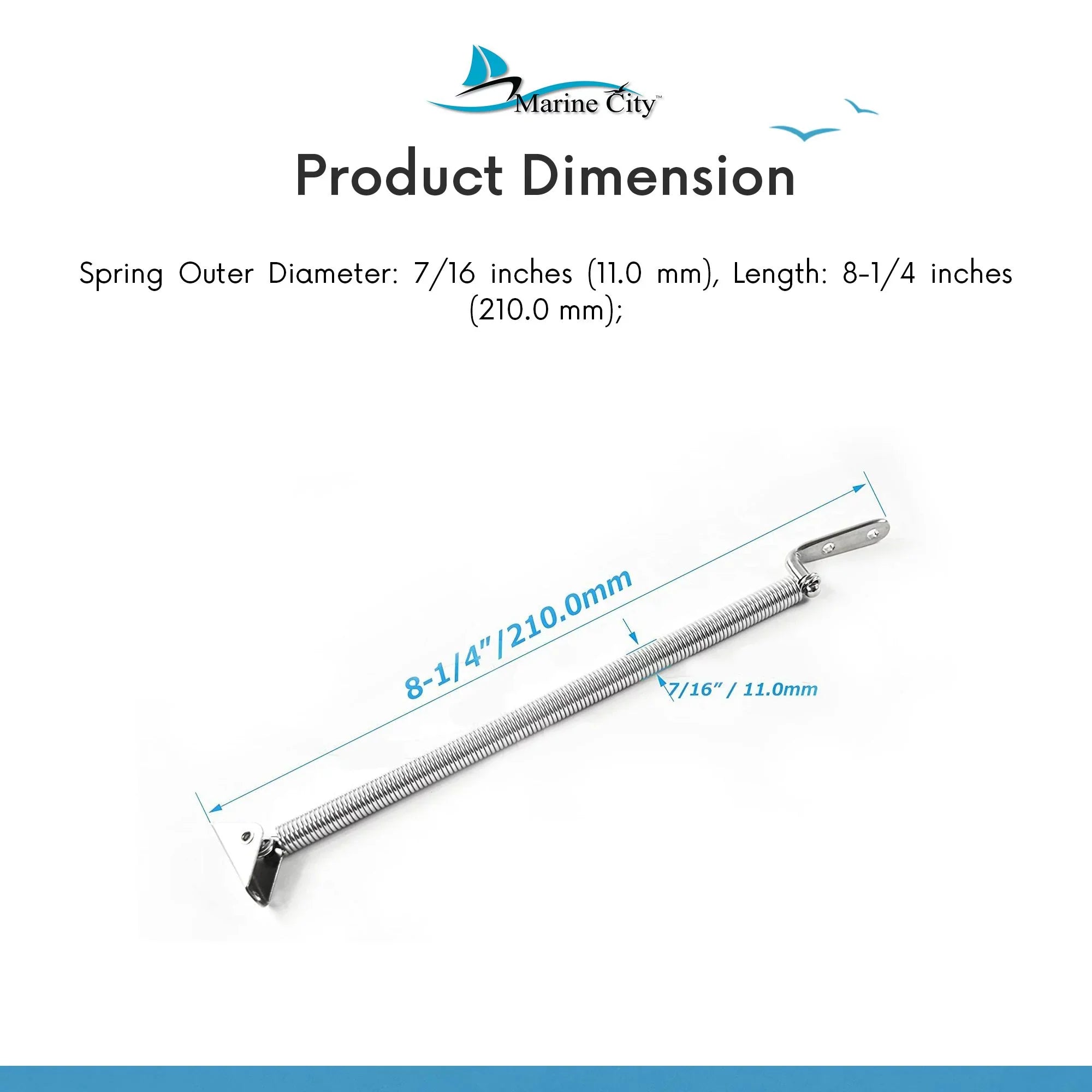 or U-Bolt with Length: inches 8-1/4 City 8-1/4 Hatch Spring L-Shape Stainless-Steel Marine and inches 10-1/4 inches Adjuster Plate