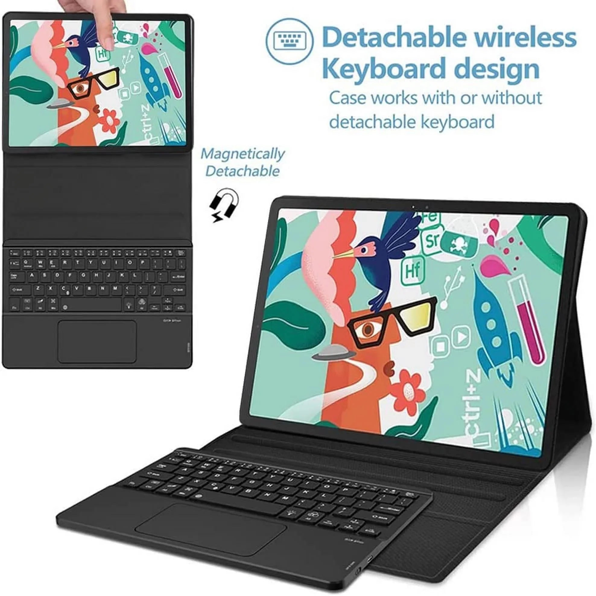 Gen Generation Keyboard 2 Cover Pro P11 Case Lenovo forTab Detachable P11 for (TB132FU), inch, Pad / Stand Magnetically Leather TouchPad Tab Black 2022 Case Pro 2nd 11.2 with Keyboard Pro Lenovo