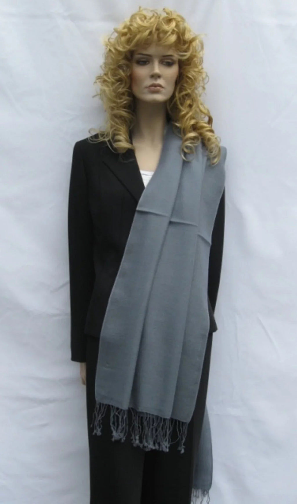 Shawl/Shawls/Scarf/Scarves/Wrap/Stole/Muffler/Cape/Ruana/Blanket/Throw/Pashmina Shawl/Cashmere Scarf/Wool/Silk (Slate Grey Shawl) Regular