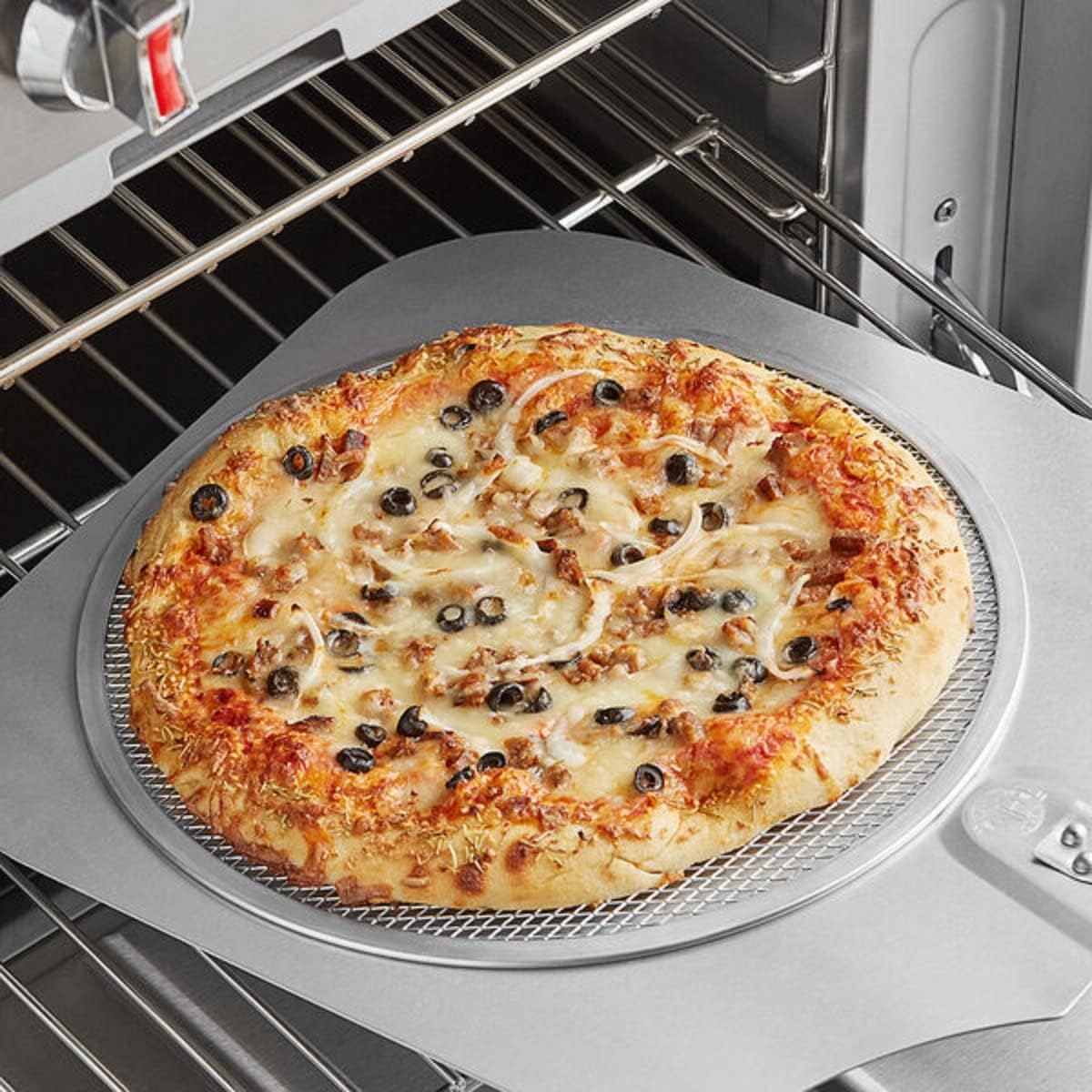 Rim- 2 for Restaurants Pizza & Screen Screen Seamless Round 14” Pan of Home Kitchen Round Pizza Baking Tray Tray Set Pizzeria TrueCraftware- Pizza Bakeware Aluminum Baking