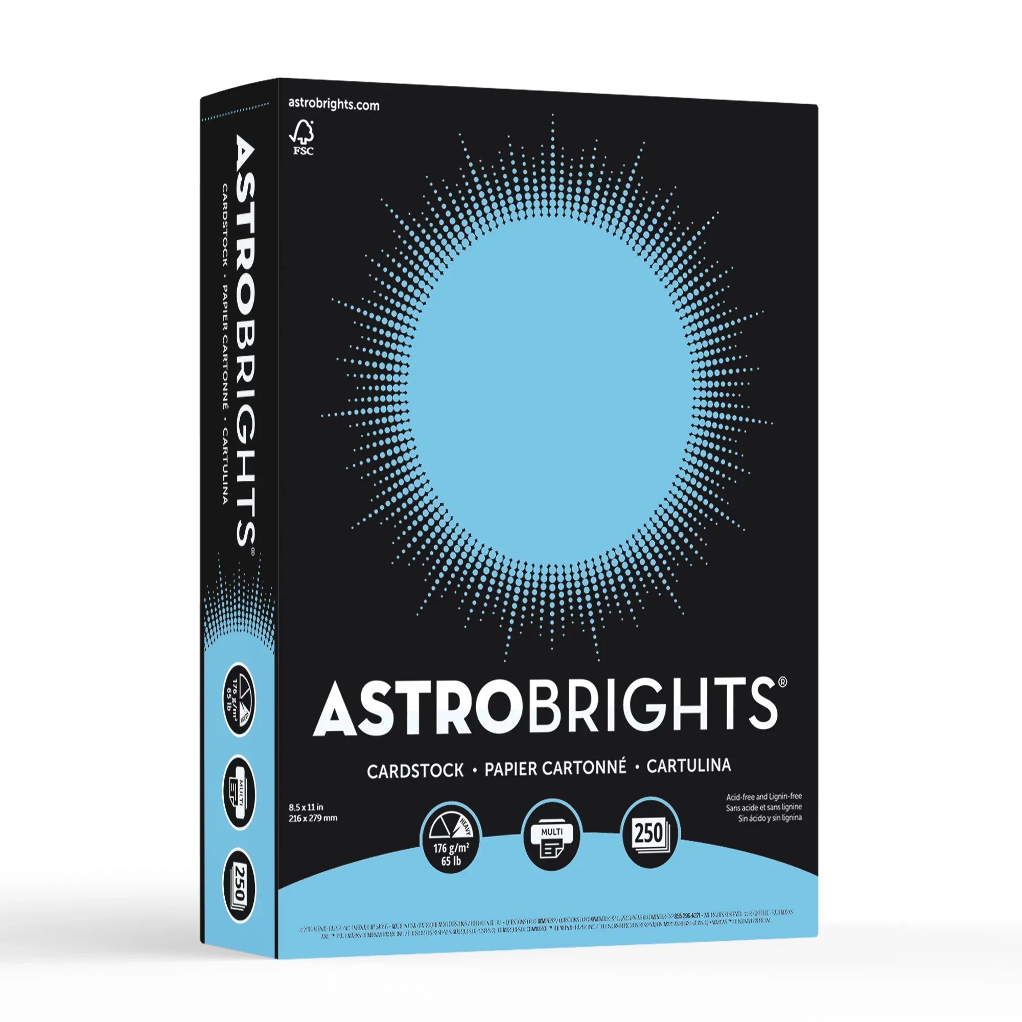 Colored Blue, 250 11", Cardstock, Lunar Astrobrights x Sheets lb., 65 8.5"
