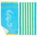 '- 60", Pack Blue 2-Pack x Great Printed Bay / Yellow) Seahorse Towel (2 Beach Home 30" Cotton