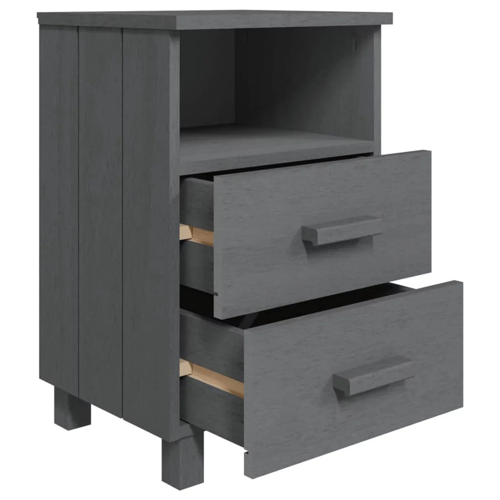 Irfora Dark 15.7"x13.8"x24.4" Wood Bedside pcs Solid Cabinets 2 Gray HAMAR