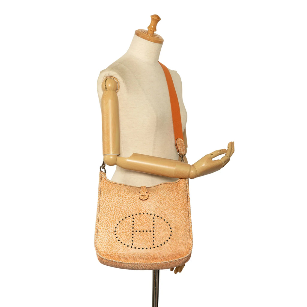 Crossbody Authenticated Bag Hermès Orange Unisex Leather Pre-Owned I Dalmatian Buffalo PM Evelyne (Good) Calf