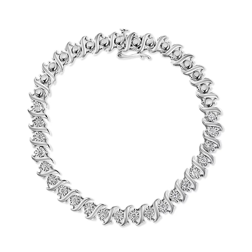 Color, Cttw - Miracle Tennis Sterling (J-K Diamond - dimension Bracelet 7.50 Set "S" .925 Link 1/2 Silver I2-I3 Clarity)
