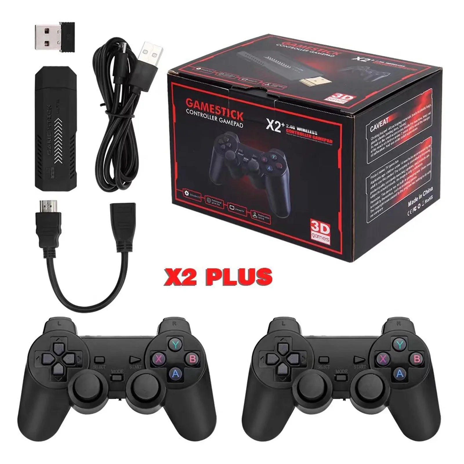 Retro Plus Console Wireless Stick Double Games Retro Games,128GB X2 Game Upgrade Wireless Controller,30000+ Console,