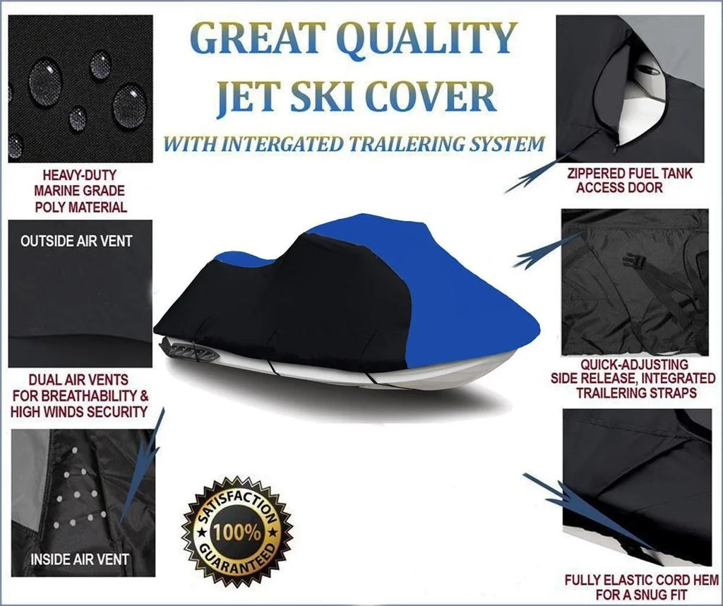 2010 LX 2008 Jet 2007 2021 2018 Cover HEAVY-DUTY, 2019 2022 Watercraft / Ultra 2013 2012 Compatible 2017 2014 PWC Kawasaki 2016 for 2020 Ski DENIER 2009 BLACK 2011 600 2015 BLUE