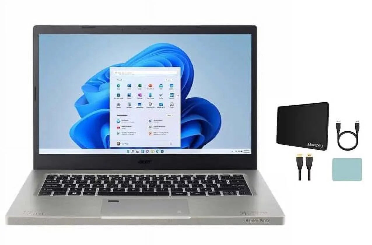 1.70GHz, Home, RAM acer 1080p Accessories Webcam, i7-1255U Core Backlit FHD + Windows Keyboard, Gray 1TB 11 Laptop, LED-Backlit Aspire Print Finger EVO Vero 16GB Bluetooth, Reader, 14" SSD,