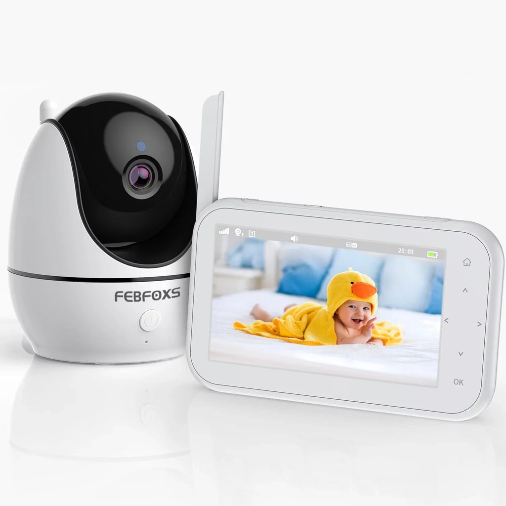 Camera LCD Audio, 4.3" 1080P Screen Pan&Tilt&Zoom, Baby Wifi with Two-Way Monitor Night Auto Talk, & No Vision,Tem-Sensor, Febfoxs