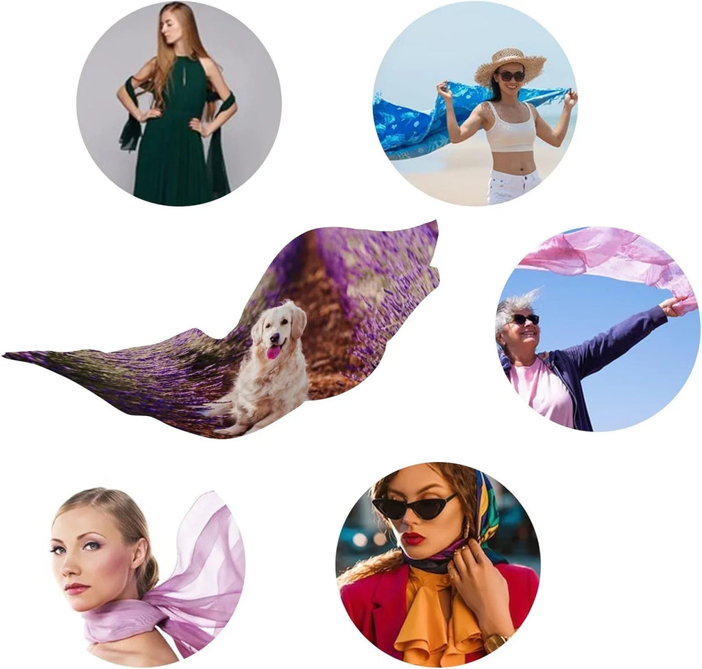 for Field Silk Long Golden Neck Lightweight Women in Scarves Retriever Hyjoy Wrap Scarf Lavender Shawl Girls Dog Adorable