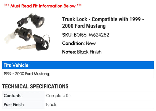 '- - 1999 2000 Compatible Trunk Lock Mustang with