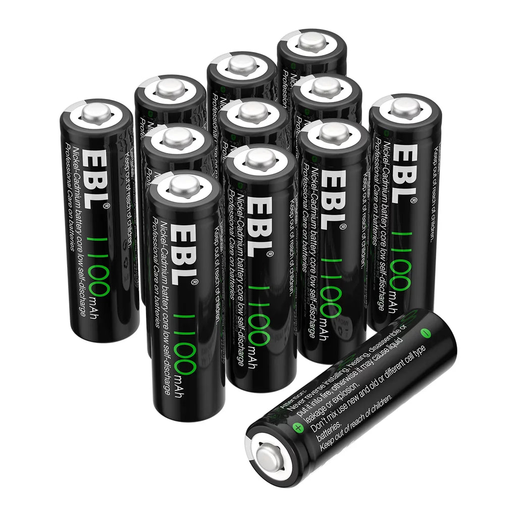 Rechargeable Solar Batteries AA 160-PCS Lights 1.2V 1100mAh NiCd Ni-Cd EBL