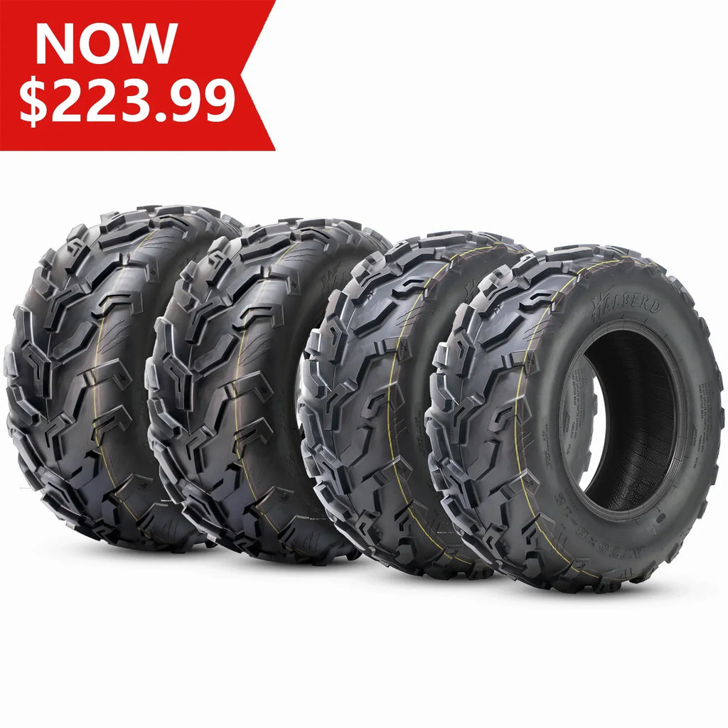 Set of 25x10-12 4 Rear 25x8-12 Front Tire & Road 6PR ATV/UTV off All Terrain Trail Sand Tires HALBERD