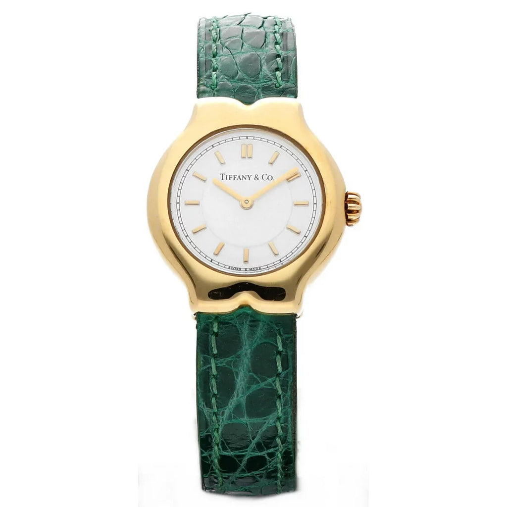 Case Ladies Tesoro Dial Watch 18k L0130 Leather Yellow White Gold Tiffany&amp;Co
