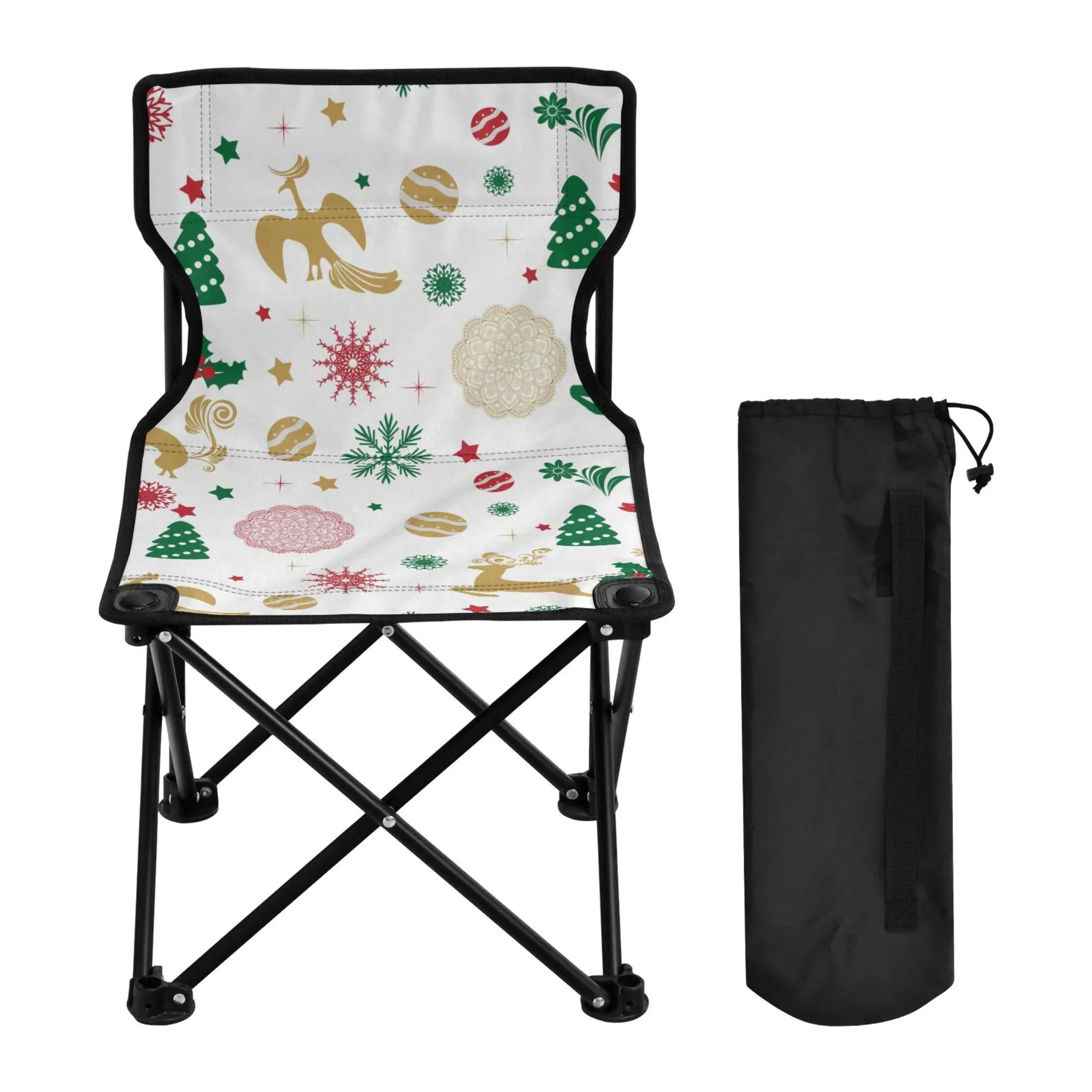 Carry Folding Stars Camping Christmas Chair Deer Support Chair Chair Bag Portable exterior Snowflakes 220LBS to Beach Chair Fishing with Lawn