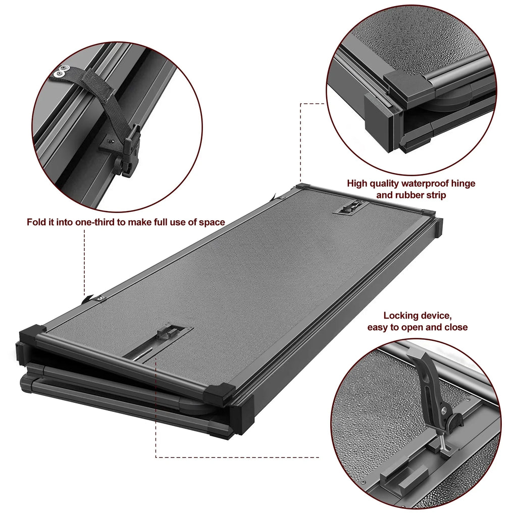 1500 Hard Kikito Professional Rambox Bed Bed | for 2019-2024 (76.3in) Deckrail System Cover 3500 6.4ft | FRP Tonneau Ram 2500 & Truck Tri-Fold