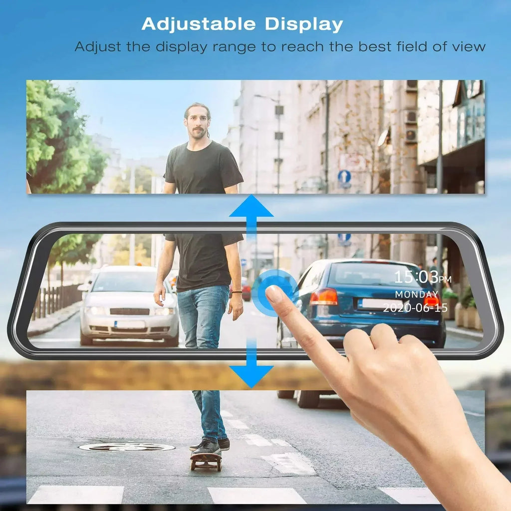 Dashcam View inch Rear Bileeko Backup Lens Dual IPS Full Monitor, Parking Car 10 Screen Mirror Camera, Touch Recording Loop