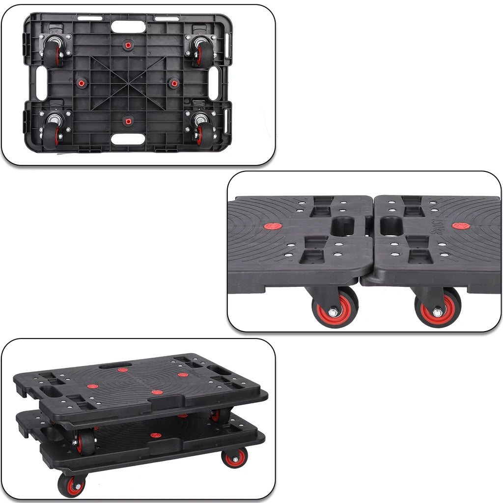 Office Capacity Cart Hand Travel Luggage Folding for Trolley Truck 2pcs Portable 330 Lbs Black Homhougo—2PCS Home Wheels 4 Transport Rotate
