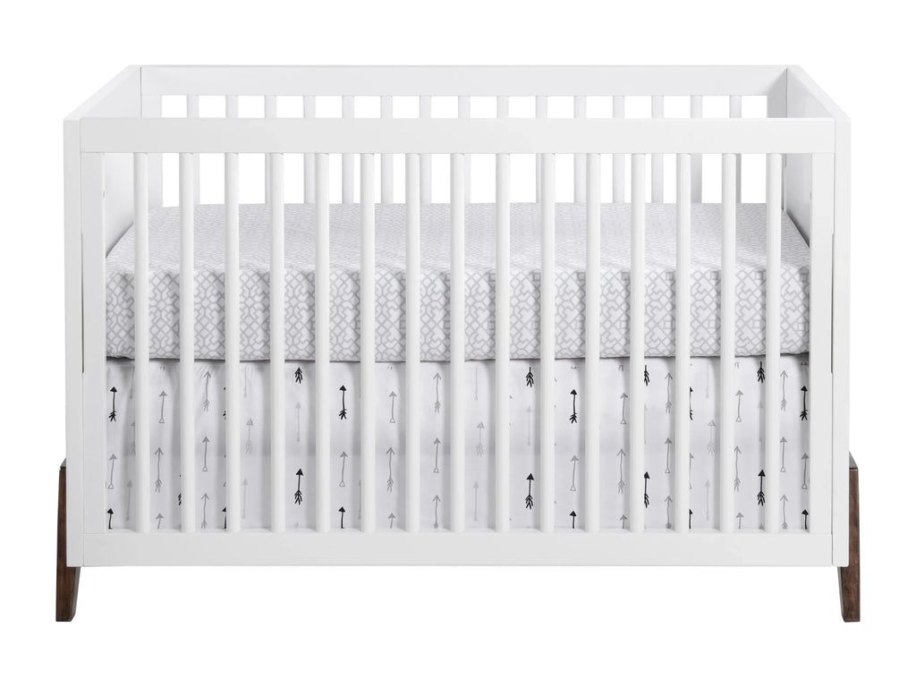 Modern & Island Walnut, Crib White 3-in-1 Wooden Oxford Mari Baby Crib, Convertible