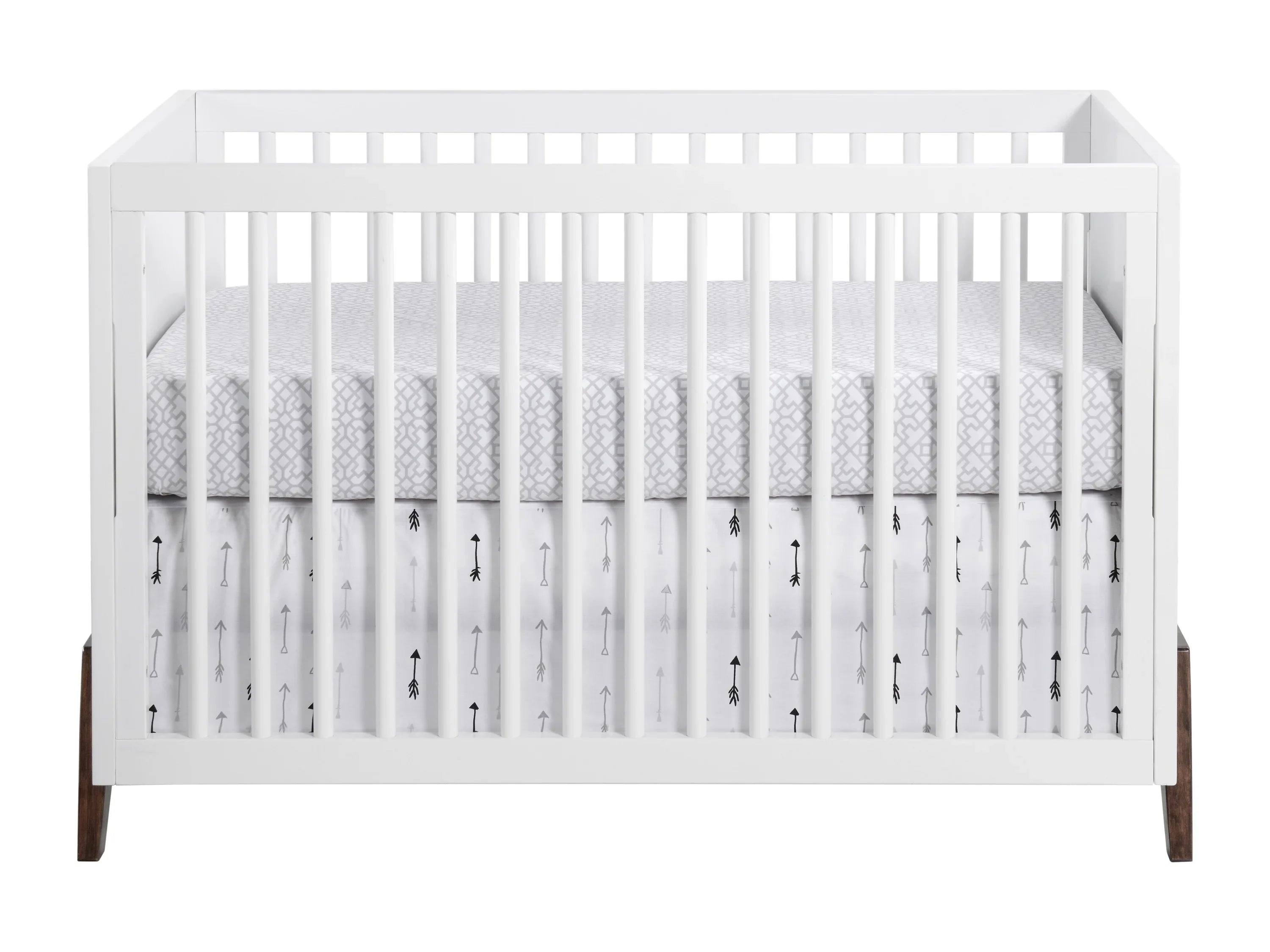 Modern & Island Walnut, Crib White 3-in-1 Wooden Oxford Mari Baby Crib, Convertible