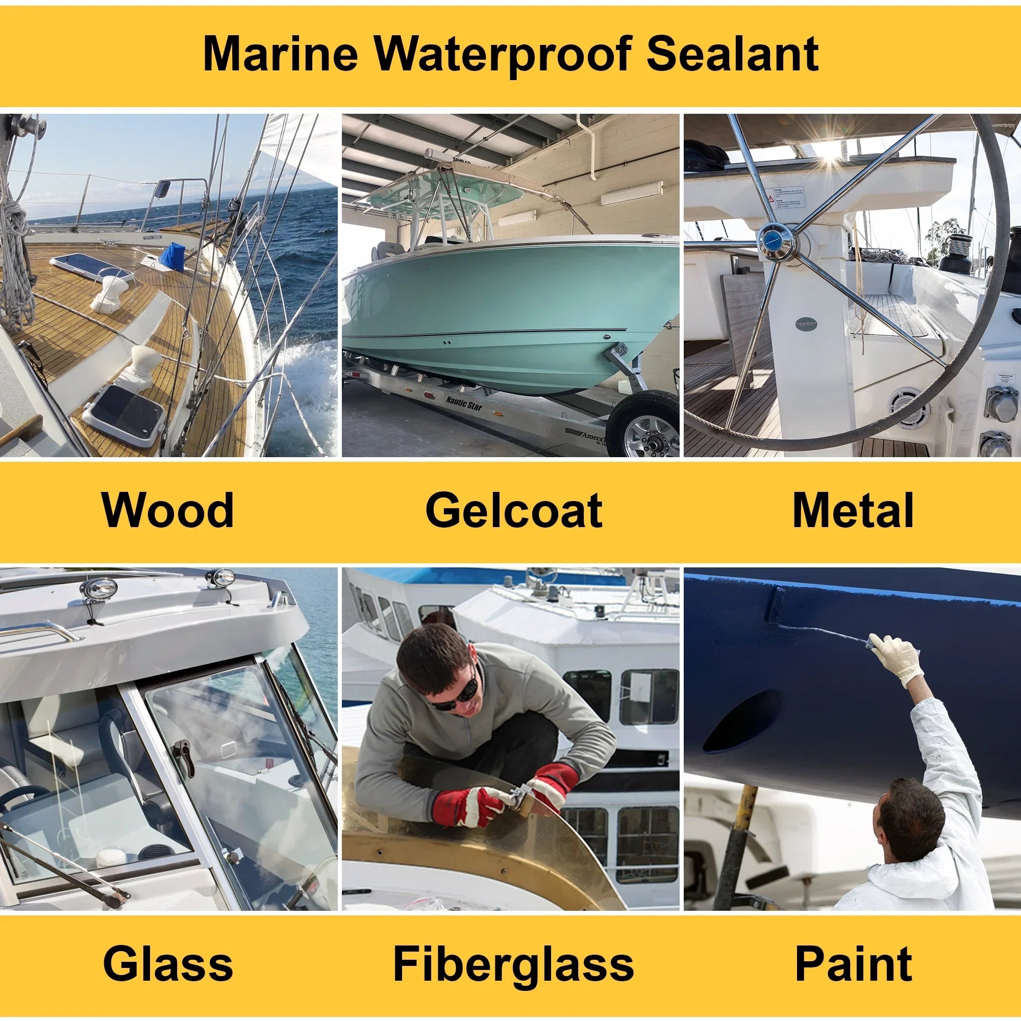 Waterline and PU Waterproof Bottle Glue 16 Marine Boats Polyurethane For Natural Below Pack) the Adhesive (1 Glue for and RVs oz. Above