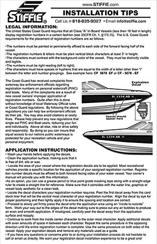 STIFFIE Custom & for Boats Personal Identification Techtron Numbers Marine Alpha-Numeric & Watercraft Kit Registration Letters Decals PWC Navy/Gold Stickers 3"