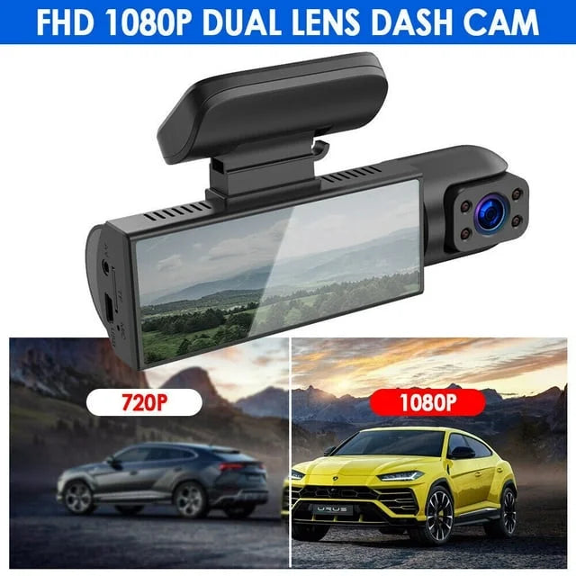 Camera Car HD Dual Dash Video or Vision Xhy Motion Lens 1080P Recorder G-Sensor, DVR Night Cam Driving Front Detection Inside